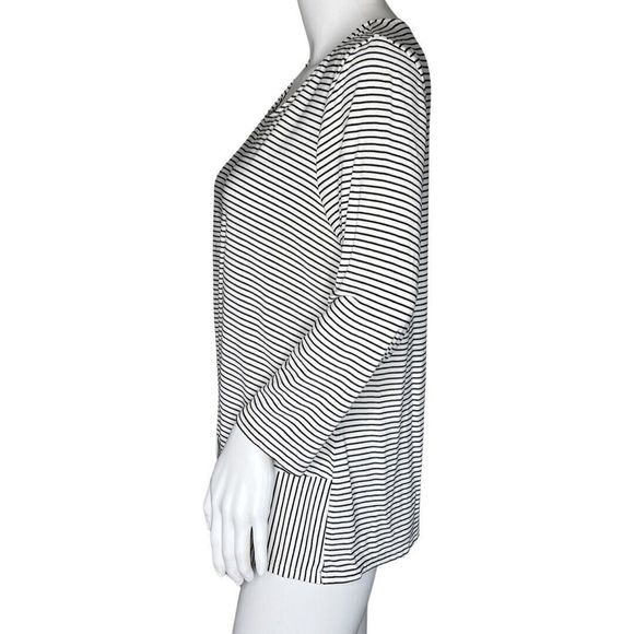 Chicos Shirt Womens Medium 1‎ Black White Stripe Twist Front Tee Basic Casual - Picture 3 of 6